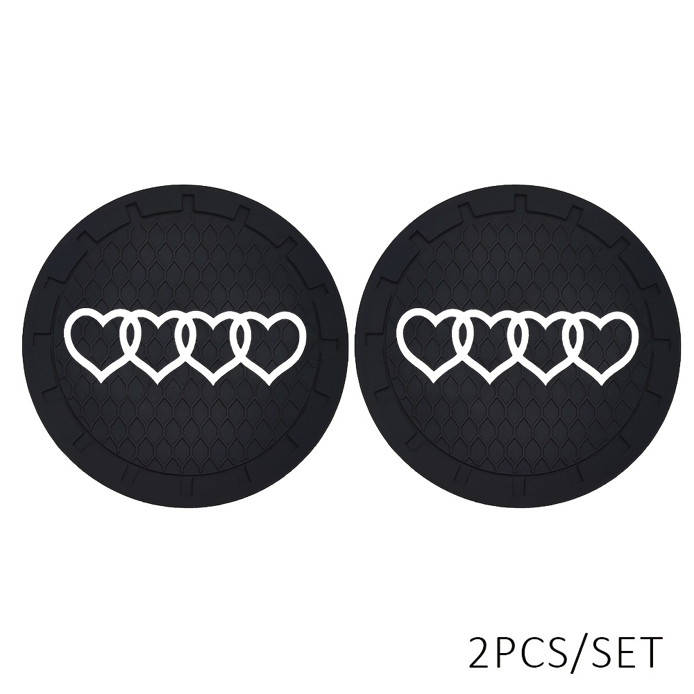 Image of Love Heart Shaped Car Anti Slip Mat Coaster Cup Car Water Cover Slot Decorate Interior Additions Auto Styling, For Gift