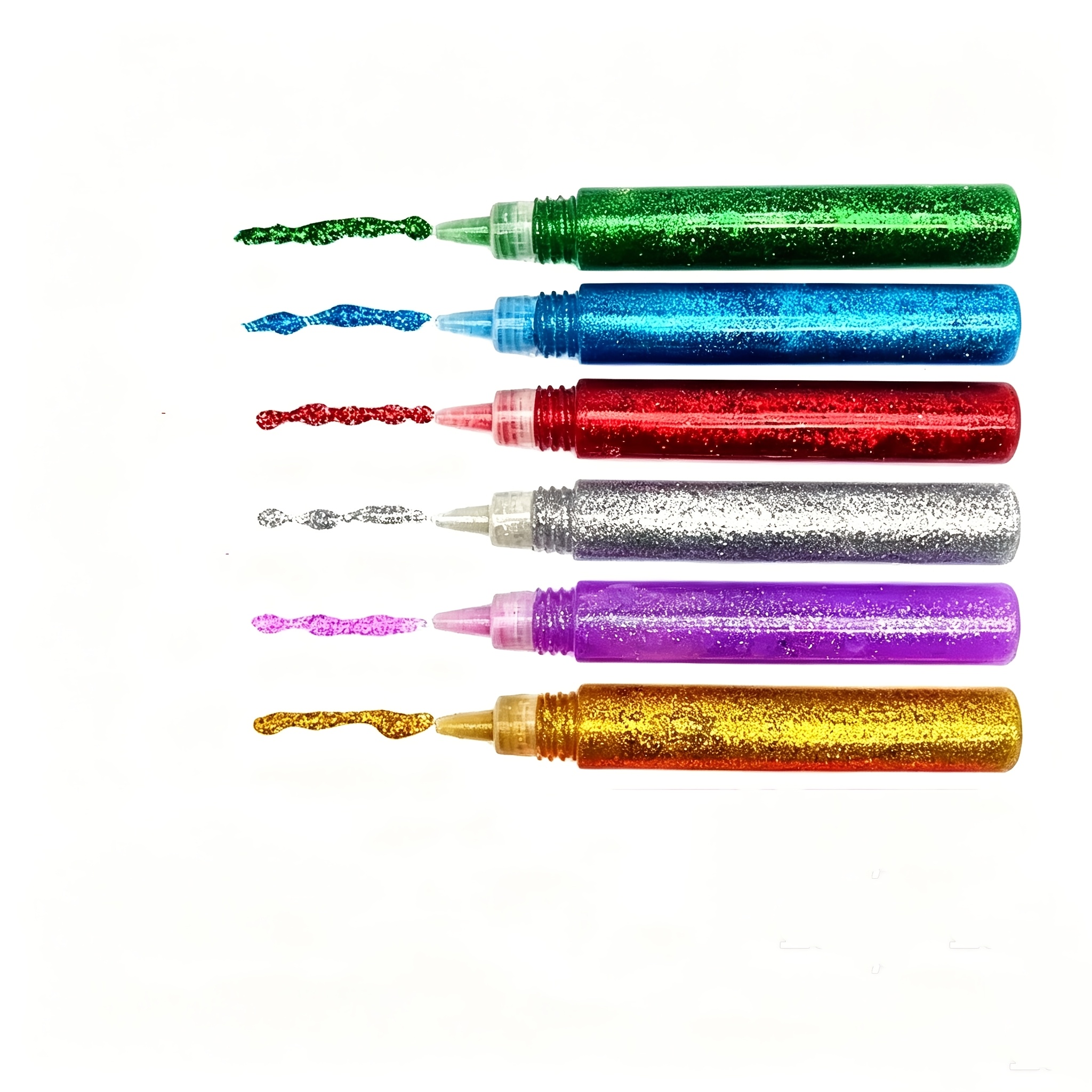 TEMU 1 Set 6 Colors 6ml/10ml Glitter Glue Handmade Glue Glitter Glue Golden Powder Pen Sparkly Glue Colored Pigment Suitable For Professional Art Use