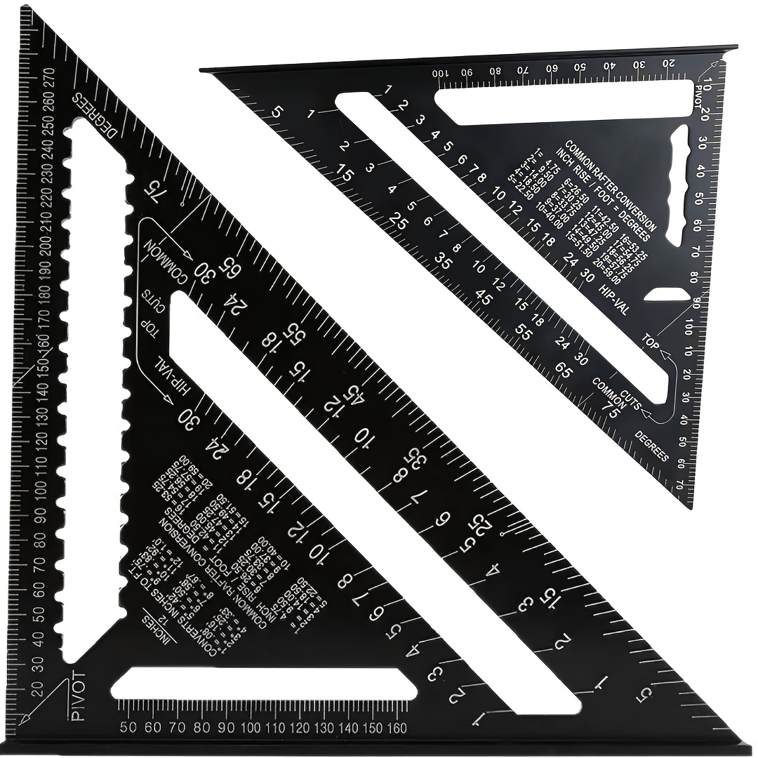 TEMU Aluminum Alloy Woodworking Try Square - 2-pack -inch & 7-inch Triangular Squares With Serrated Edges, Multi-functional Woodworking Tools