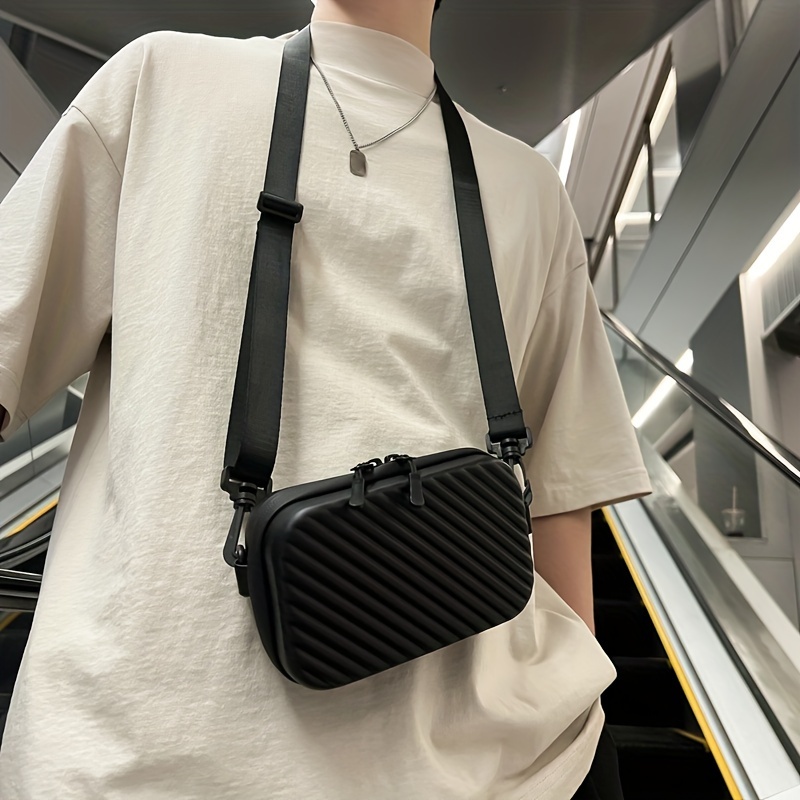 

1pc Fashion Embossed Box Sling Bag, Mini Hard Shell Crossbody Bag, Casual Shopping Small Shoulder Bag