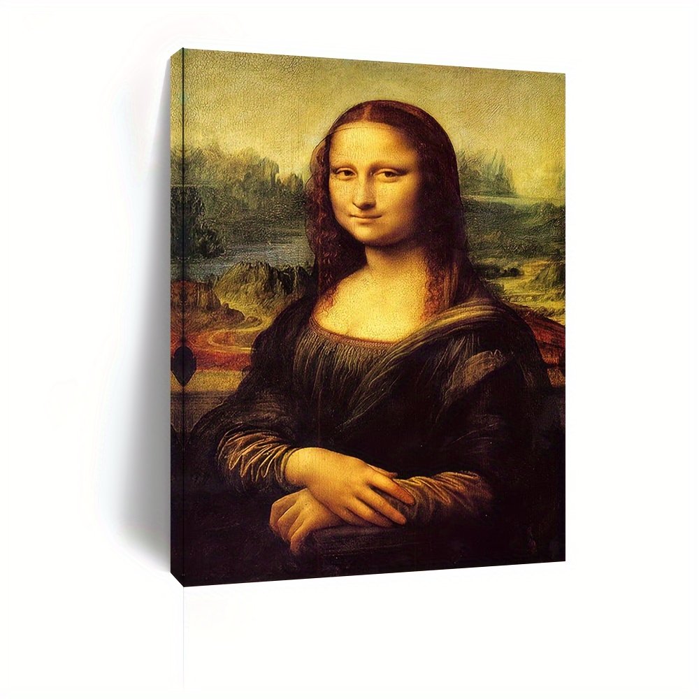 

1pc Wooden Framed Canvas Painting, Mona Lisa By By Leonardo Davinci, Wall Art Prints With Frame, For Living Room&bedroom, Home Decoration, Festival Gift For Her Him, Ready To Hang
