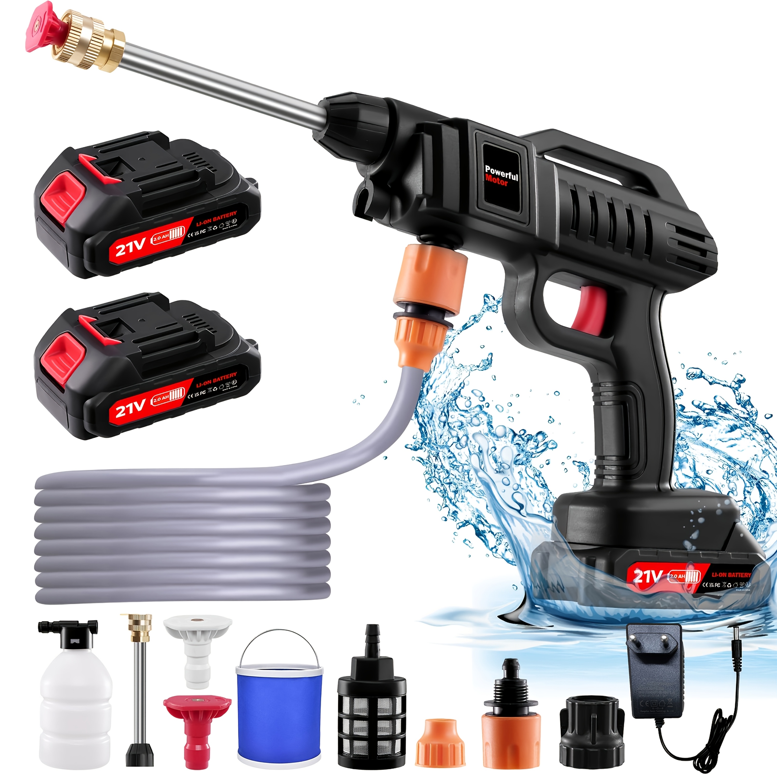 Pressure Washer, Portable Handheld Cleaner With Battery And Charger 21v 2000mah, Water Tank, Rechargeable Electric Washer For Washing Cars, Cleaning Floors Watering Flowers
