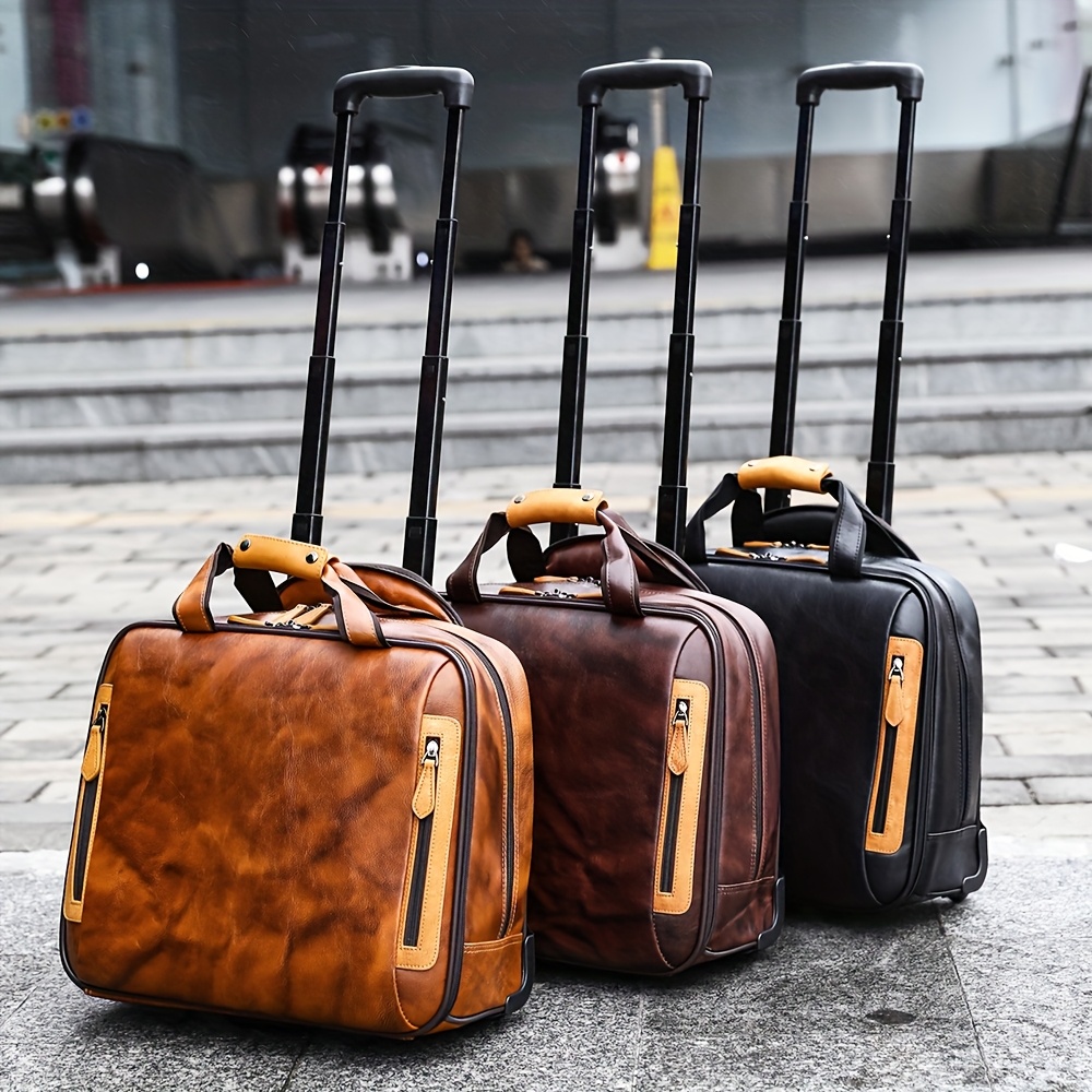 genuine leather suitcase mens business briefcase versatile travel case with   lock   cowhide commuter luggage suitable for travel 1