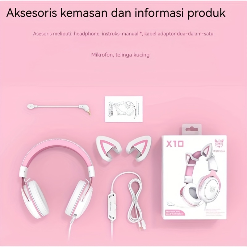 X10 Headphones Cute, Stereo Surround, HIFI, Detachable Decoration, With  Noise Reduction, High-* Quality And Retractable M