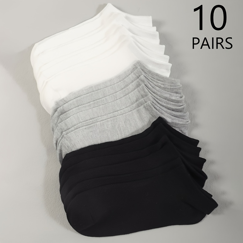 E-shop Ein Pack enthält 10 Paar Damen Knöchelsocken - Atmungsaktives -Gewebe, Einfarbige Farben, - Spandex-Mix, Handwaschbar - , Grau