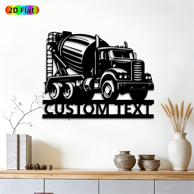 2d flat wall sculptures 2d flat custom text 1pc concrete mixer truck metal wall art   concrete mixer truck mural ideal gift for new year fathers day truck decor enthusiasts weatherresistant metal wall decorperfect for garage wallworkshop fence