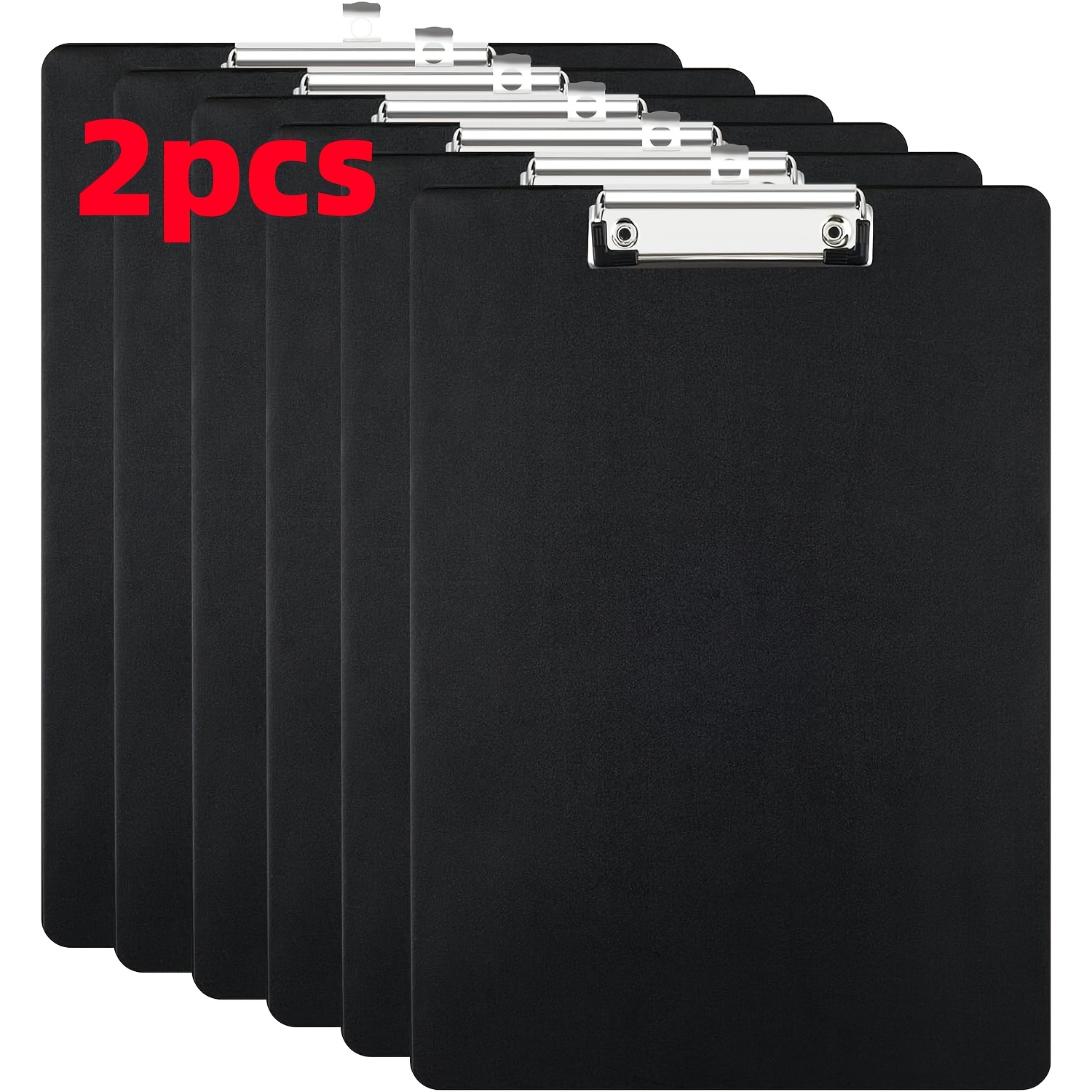 1/2-pack A4 Clipboard, Clipboard Folder, Black, Writing Board With Binder Clip, Metal Clip, Suitable For Notes, Forms, Documents, And Drawings, Black