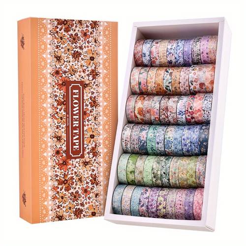 60 rolls retro washi tape set 2m long decorative tape with bohemian flowers design planner additions scrapbooking journaling journal crafts planner decor