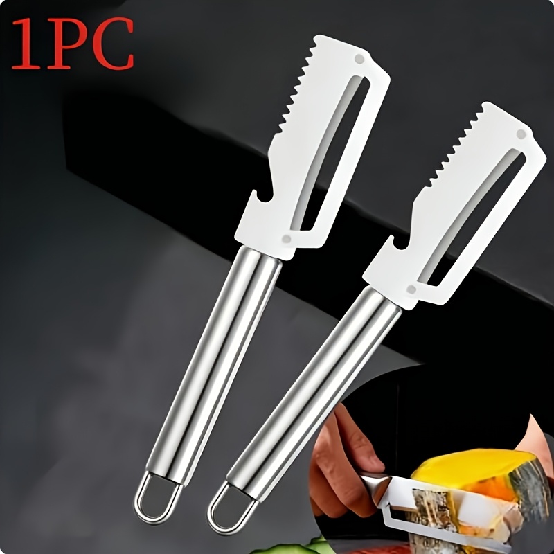 1pc stainless steel multi functional peeler bottle opener   remover hook handle fruit and vegetable peeler suitable for potatoes pumpkins   etc kitchen essential