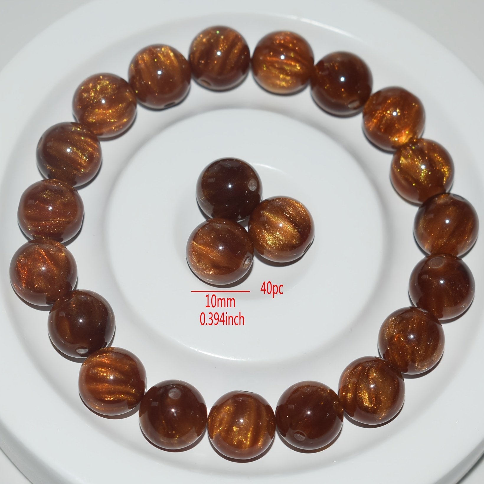 E-shop 40 Stück 10mm Tigeraug Harz Lose Perlen Schmuck Armbänder, Halsketten, Zubehör Muttertag Geschenkidee, Geschenk für Freunde