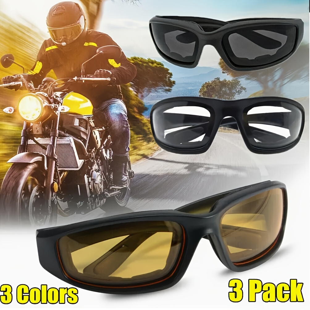 

3-pack Unisex Outdoor Sports Glasses With Foam Pads, Anti-tears, , , Impact-resistant, Bmx Riding Glasses, Mixed Colors, , Pc Lens, Decorative