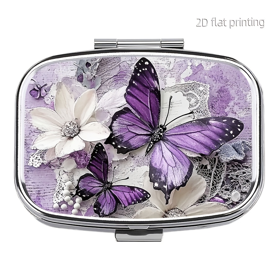 Image of 1pc Purple Pill Case With 2 Compartments, Portable Pill Organizer For Travel, Pocket Size - For Women And Men, Perfect Gift For Travelers And Lovers
