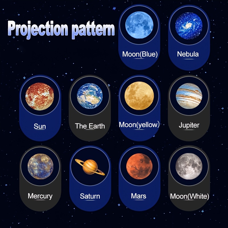 usb   projector light 10 6 3 projection images 360 degree rotating lamp ceiling gift room decoration photo background projection earth mars jupiter mercury sun saturn nebula gray moon   blue moon photography studio light Product details 6