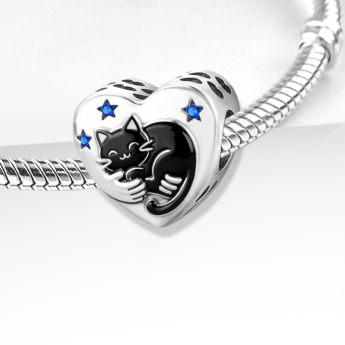 Silver Plated Cute Cat Pendant for Bracelet & Necklace