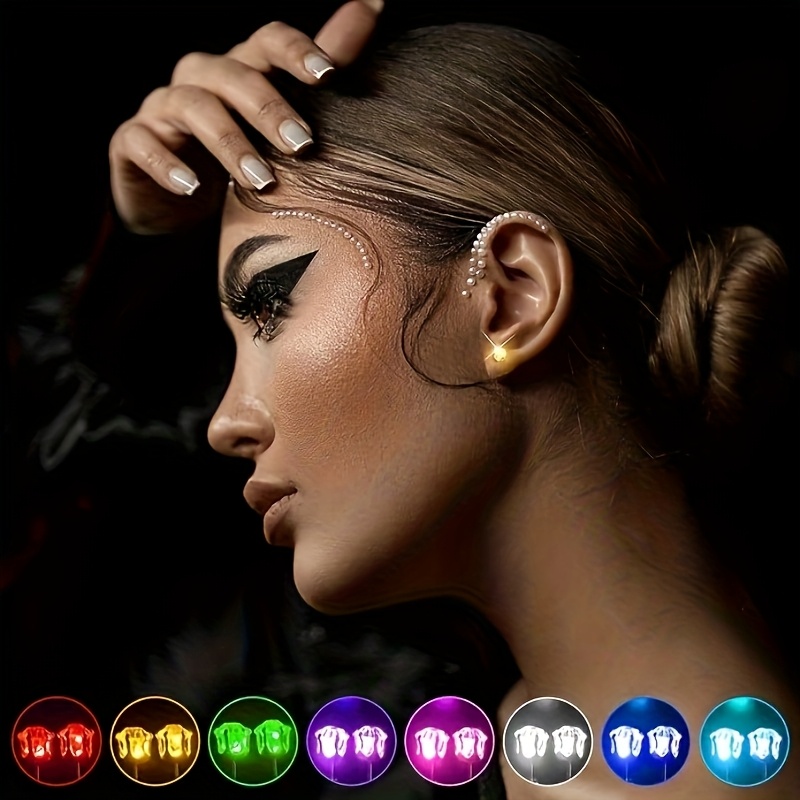 Stud LED Festival Earrings Drop Ear Multi-Color Pairs Diamond Crown for Party Light Up 1 Stainless Pendant Glowing Asymmetrical Heart Hoop Earrings Stud Pendant Light Earrings Crown Festival LED Multi-Color Up Stainless Ear  1 For Drop Pairs Glowing Wicker Earrings for Women (Blue, One Size) :