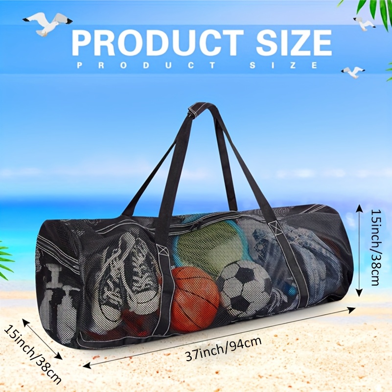  . 100l große kapazität netz-tasche - schnelltrocknend mit verstellbarem schultergurt mehrzweck-strandtasche für fitnessstudio, schwimmen, reisen & sport - schwarz