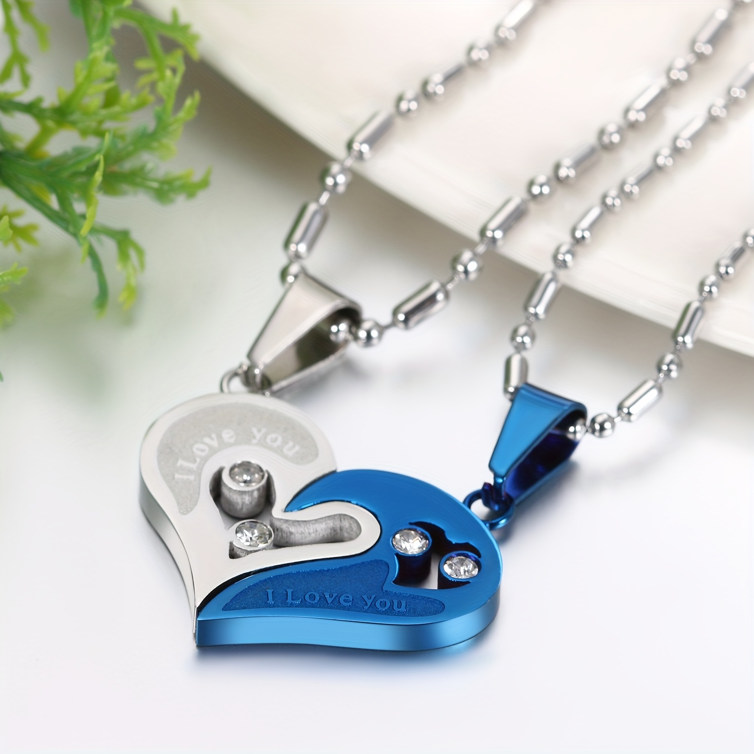 Couple Necklace: "i Love You" Heart Shape Stainless Steel Necklace Wedding Anniversary Gift