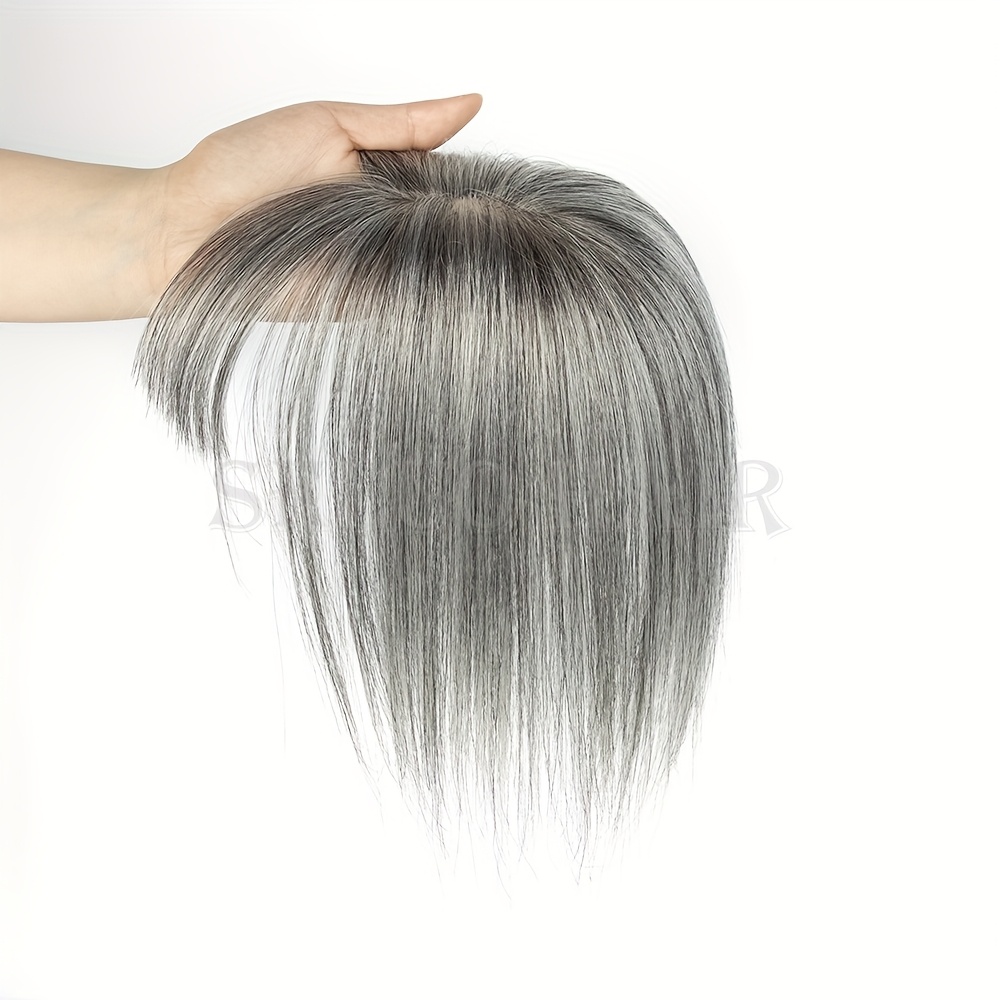 Image of 8-12 Inch Real Human Hair Topper Extensions - Seamless Straight Hair Pieces For Women, 5x9cm , Gradual , Smooth Blending For Thinning Hair Natural Scalp Top To Hide Bald Or White Hair For Women