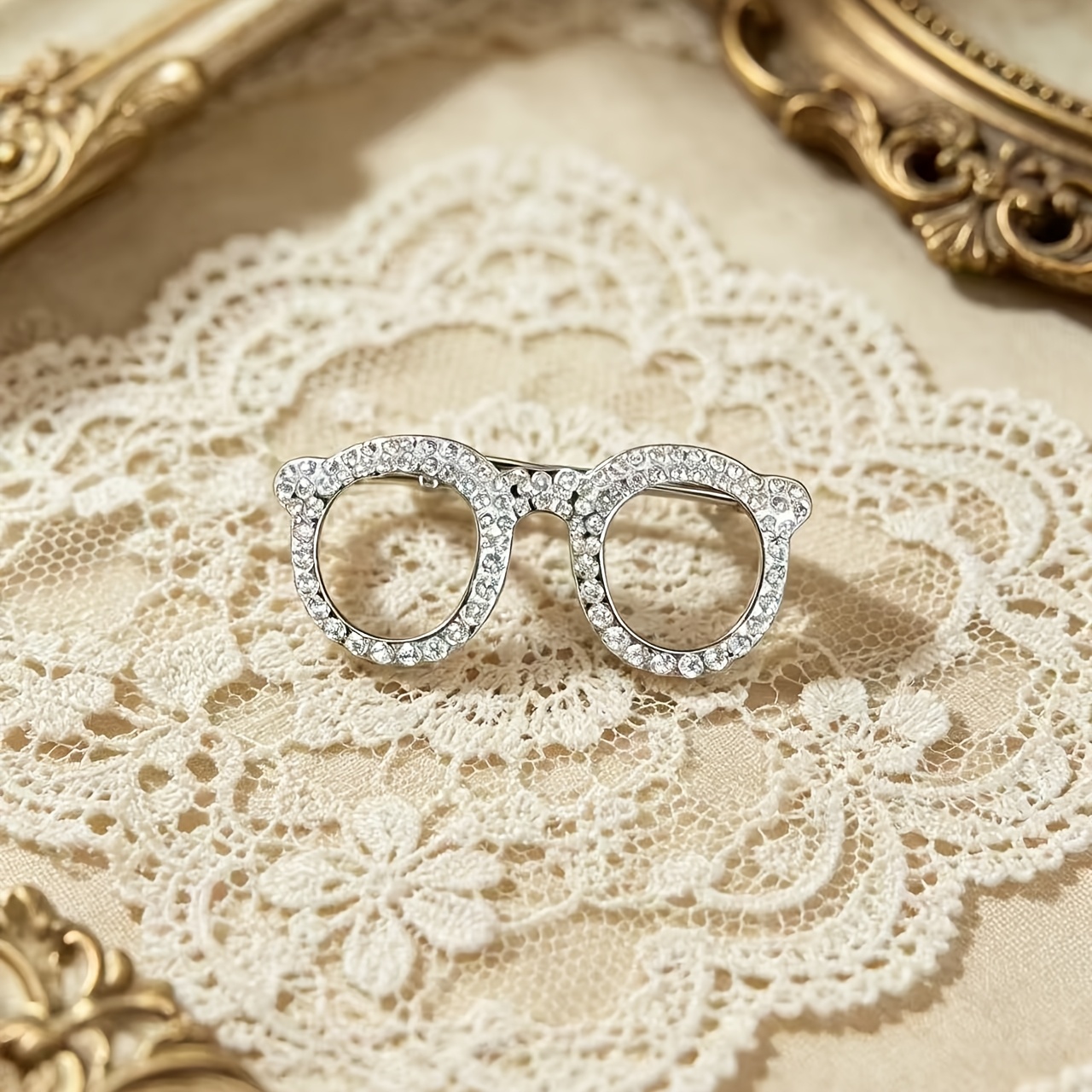TEMU Broche pour lunettes tendance et haut de gamme entièrement en strass, épingle accessoire pour costume