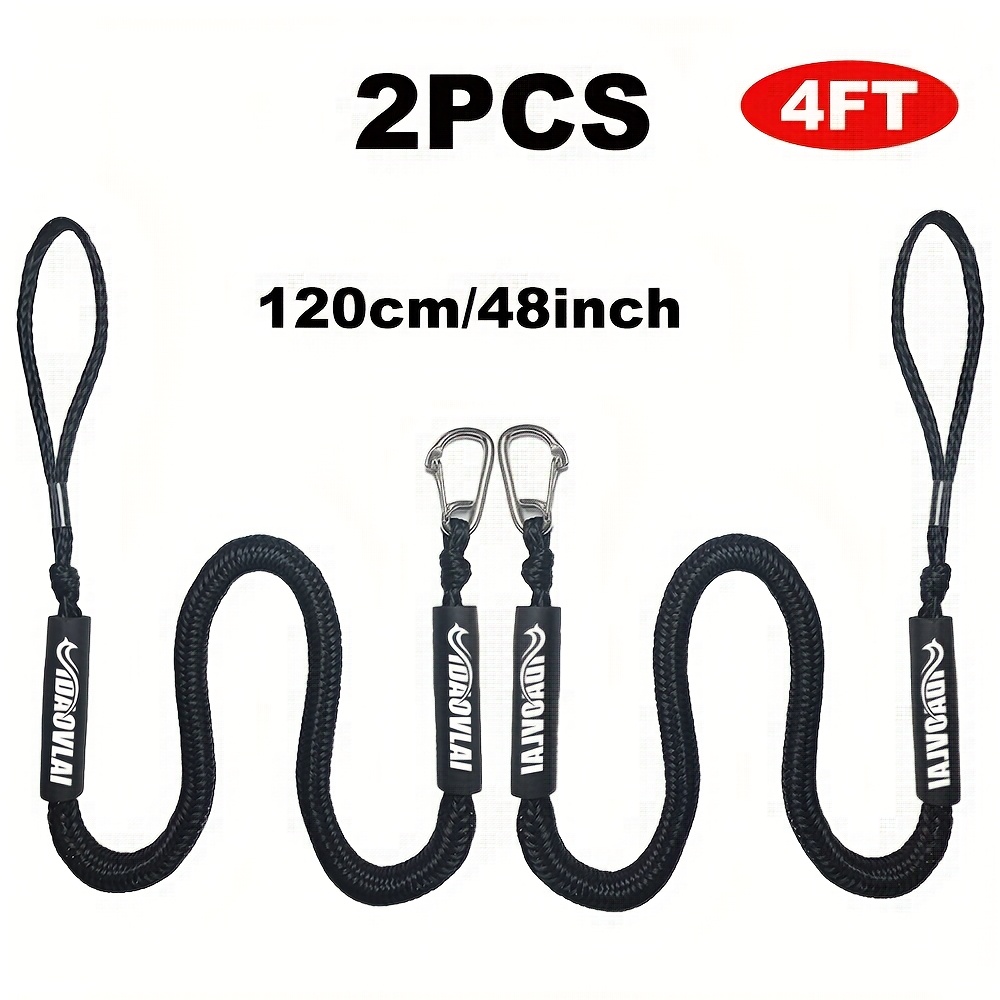 TEMU Câble de élastique, cordes d', corde élastique - 4 pi / 6 pi / 7 pi - avec clip en acier inoxydable 316, noir - Tissage en polyéthylène haute de