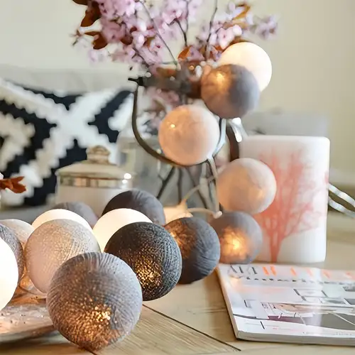 1,5M/* Lichterkette mit Kugeln, Lichterkette warmweißes Licht für Innenräume, Schlafzimmer, dekorative Lichter für Feiertagsfeiern, Raumdekoration, Studiolicht für Aufnahmen, dekorative Requisite,