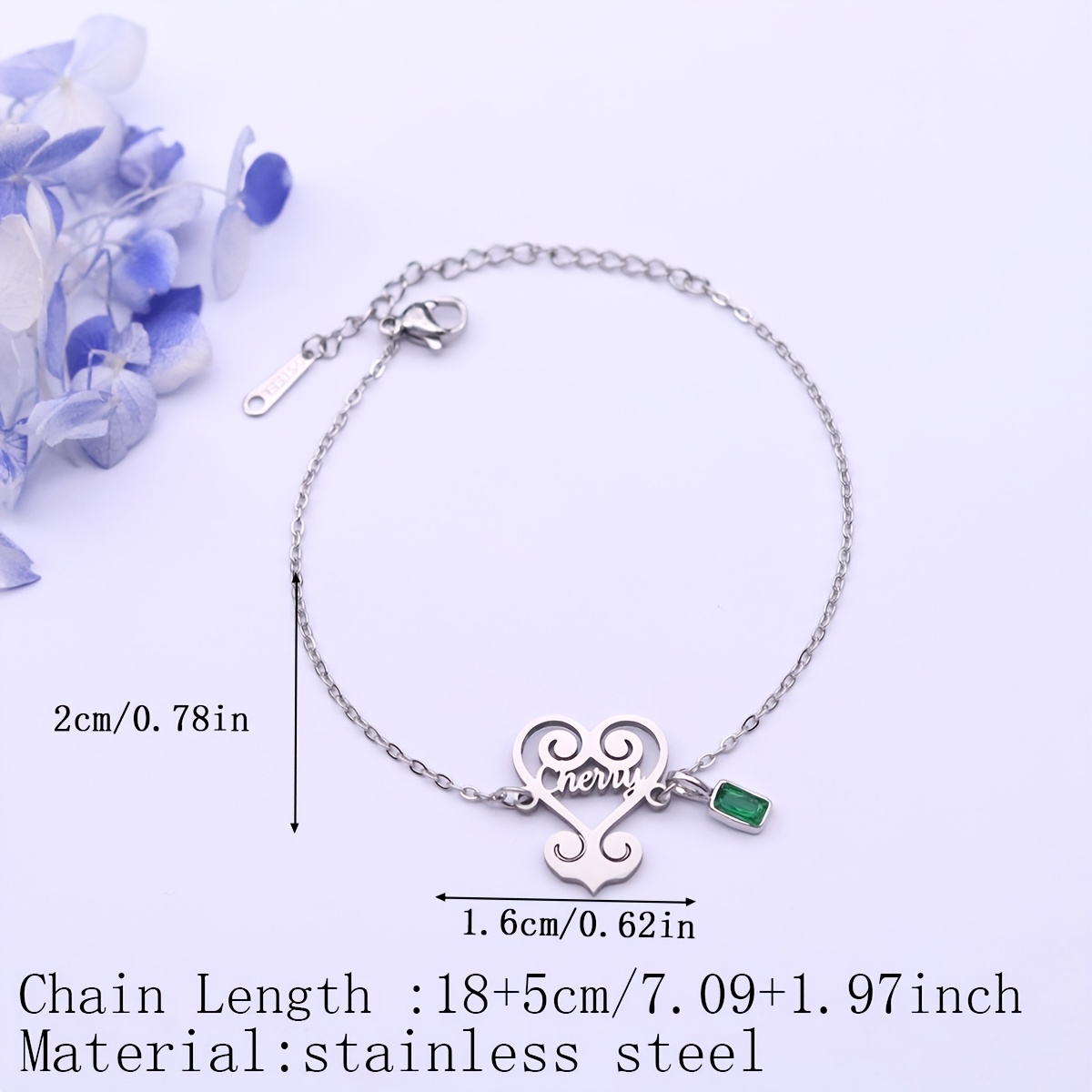 Personalized Engraved Heart Name Bracelet, Stainless Steel