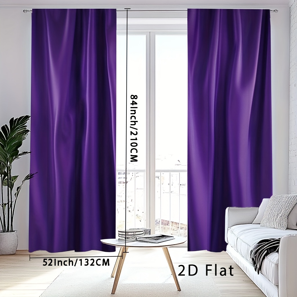 TEMU 2d Flat, 2pcs, 2d Flat Panels Purple Blackout Curtains, Basement Window Curtains, Small Black Out Curtains, Curtains, Closet Curtains, Blackout