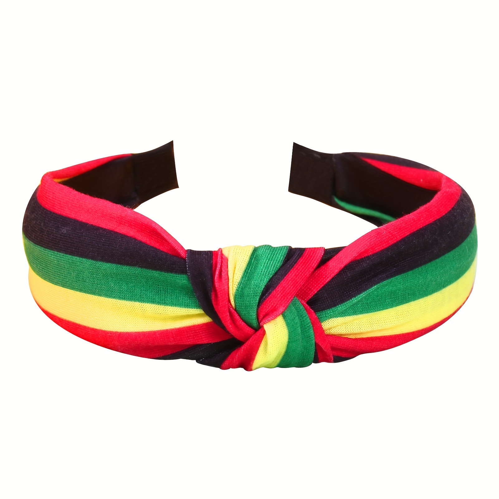 

Vintage Style Jamaican Festival Headband - Polyester Knotted Hair Band With Stripes, Single Piece, Non-feathered, Printed Design