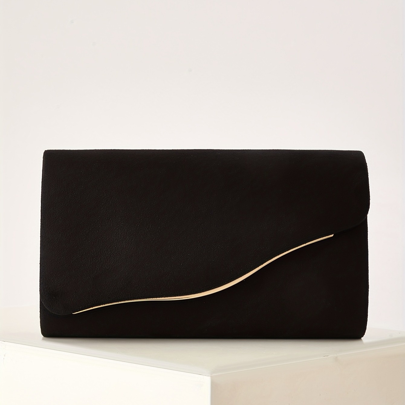 Image of Solid Elegant Velvet With Wavy Sequins Women's Clutch With Detachable Long Chain, Women's Dinner Bag With Magnetic Closure For Weddings, Parties And Formal Occasions