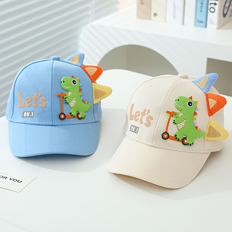 2 Pack Dinosaur Baseball Caps - Embroidered Skull Dino Hats For Kids & Adults Adjustable