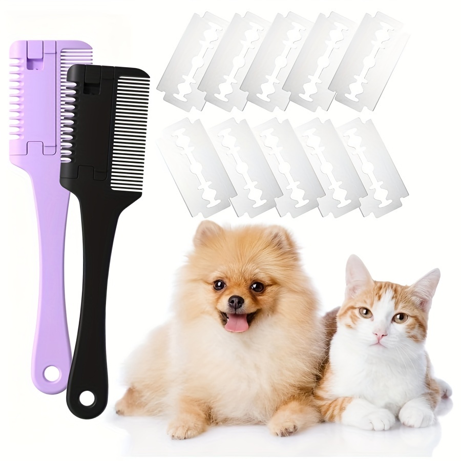 

Pet Hair Trimmer Grooming Comb For Dogs And Cats With 10 Extra Blades - 2-in-1 Trimming And Grooming Razor Comb, Durable Pp Material, Ideal For Dog And Cat Hair Cutting And Styling