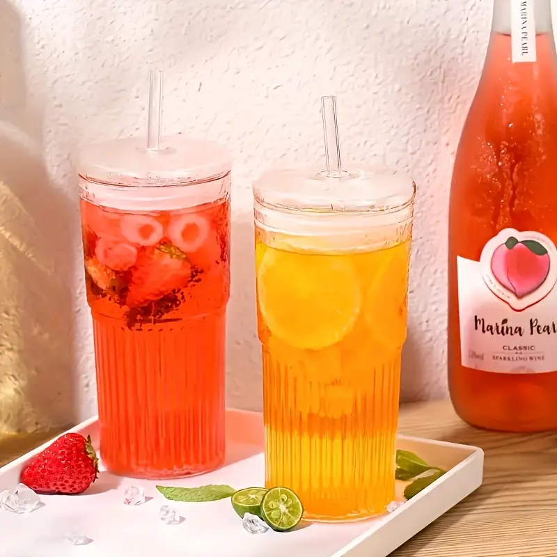 2 glasses 650 ml 22 2 oz with lid and straw iced coffee smoothies and travel reusable and ideal gift for women christmas gift Product details 6