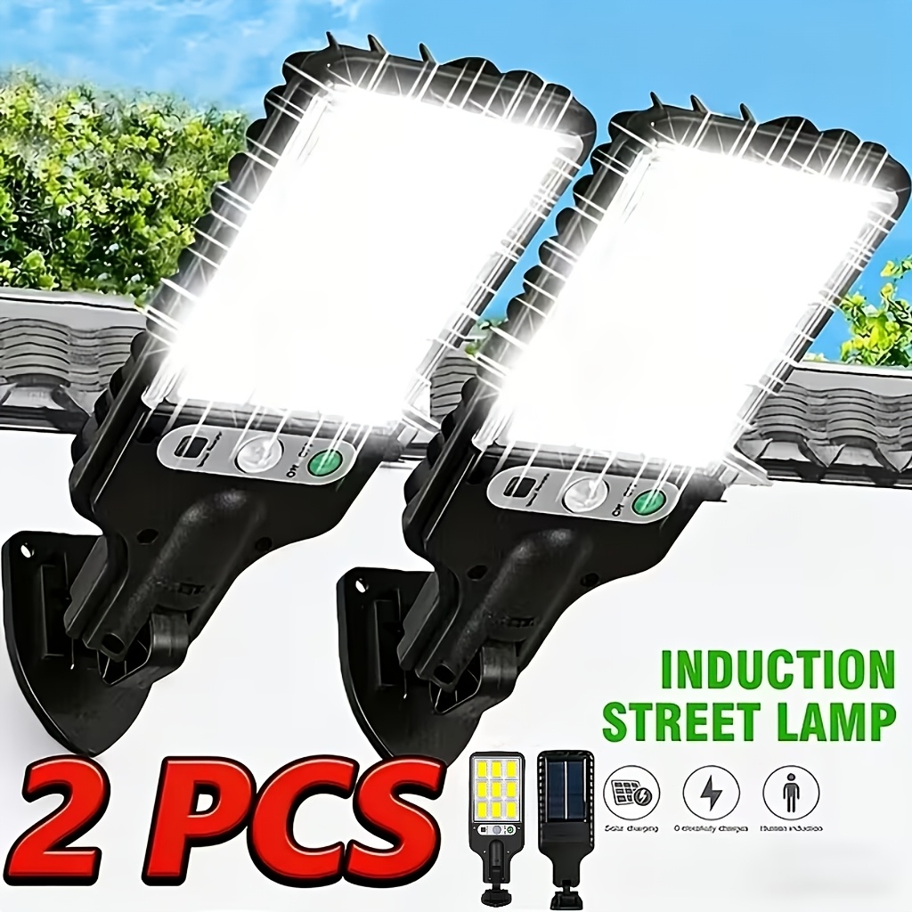 TEMU Set Of 2 Solar Lights Outdoor Motion Detector Lights, 3 Lighting , Led Solar Outdoor Lighting Easy Setup, Rechargeable Wall Lamps With Motion