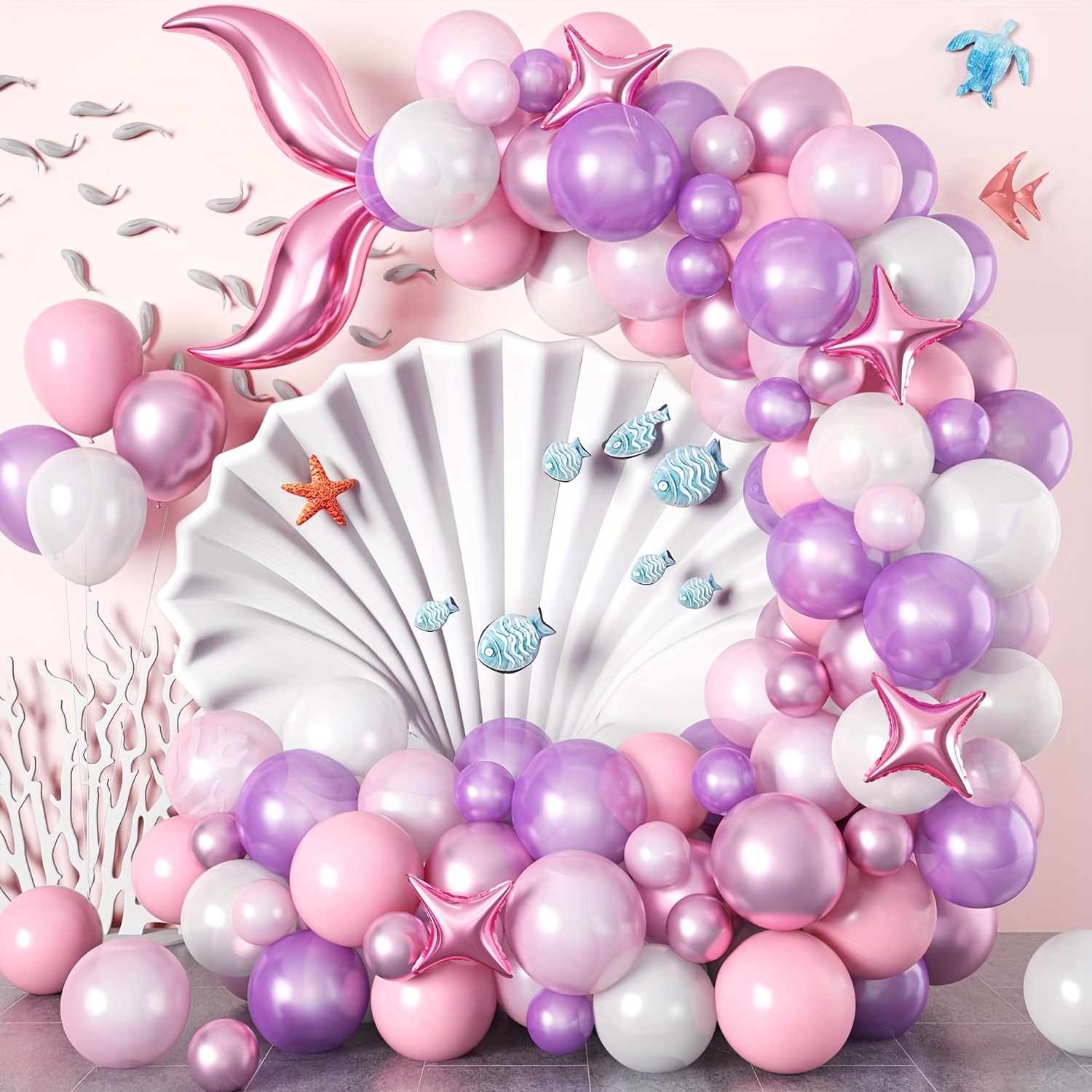 Purple Fish Tail Balloon Chain Arch Set Birthday Party - Temu