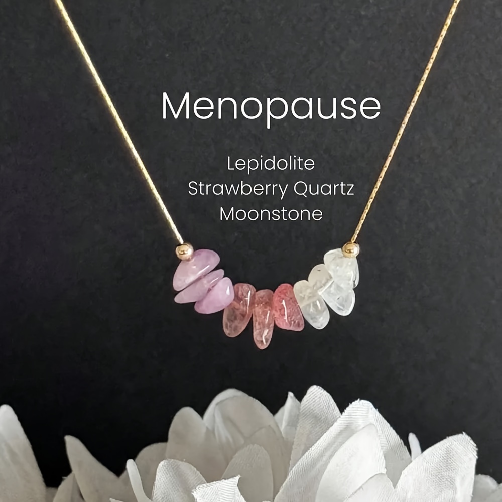 E-shop 1 Stück Künstlicher Kristall Halskette Lithium Pyroxen, Erdbeerquarz, Mondstein Schmuck Hormonbalance Geschenk, für Teenager