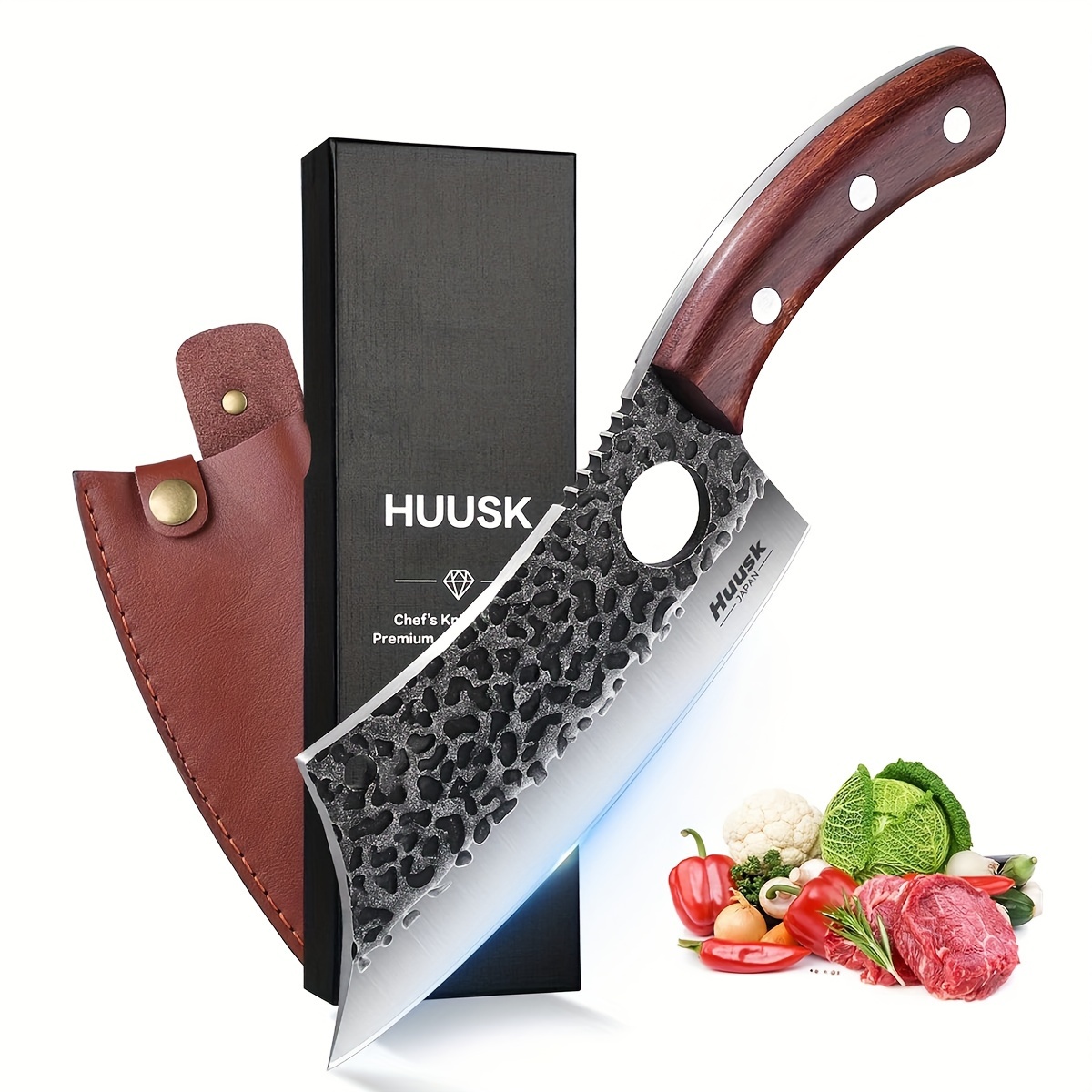 

Huusk Japan Knives, Viking Knife With Sheath, Meat Knife For Meat Cutting, Hand Chef Butcher Full Tang Boning Knife For Outdoor Cooking, Kitchen Deboning Or Camping Bbq