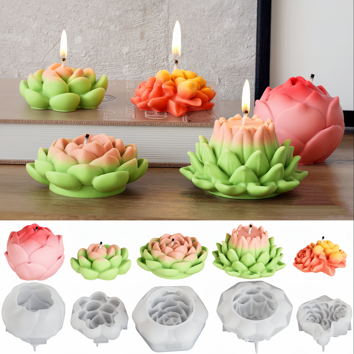 

5pcs Honey Rose Silicone Candle Molds, & Cactus 3d Shapes, For Aromatherapy Candle Soap Making, Wax Resin Casting, With No Power Supply Needed For Diy Craft Molds