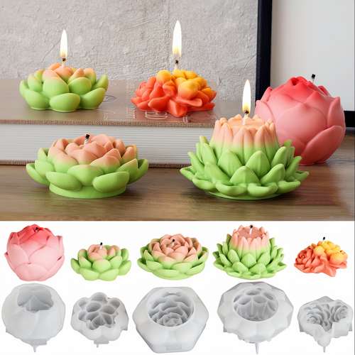 5 Moldes De Silicona Para Velas Cilíndricas | Ideales Para Velas Y Jabones Artesanales | Diseño Romano Con Texturas