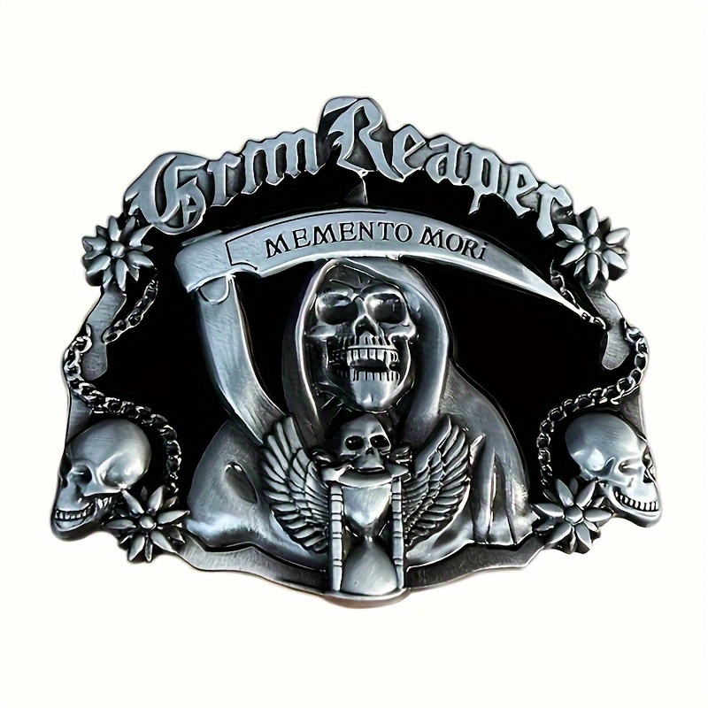 Western Cowboy Man's Sickle Ghost Head Belt Buckle