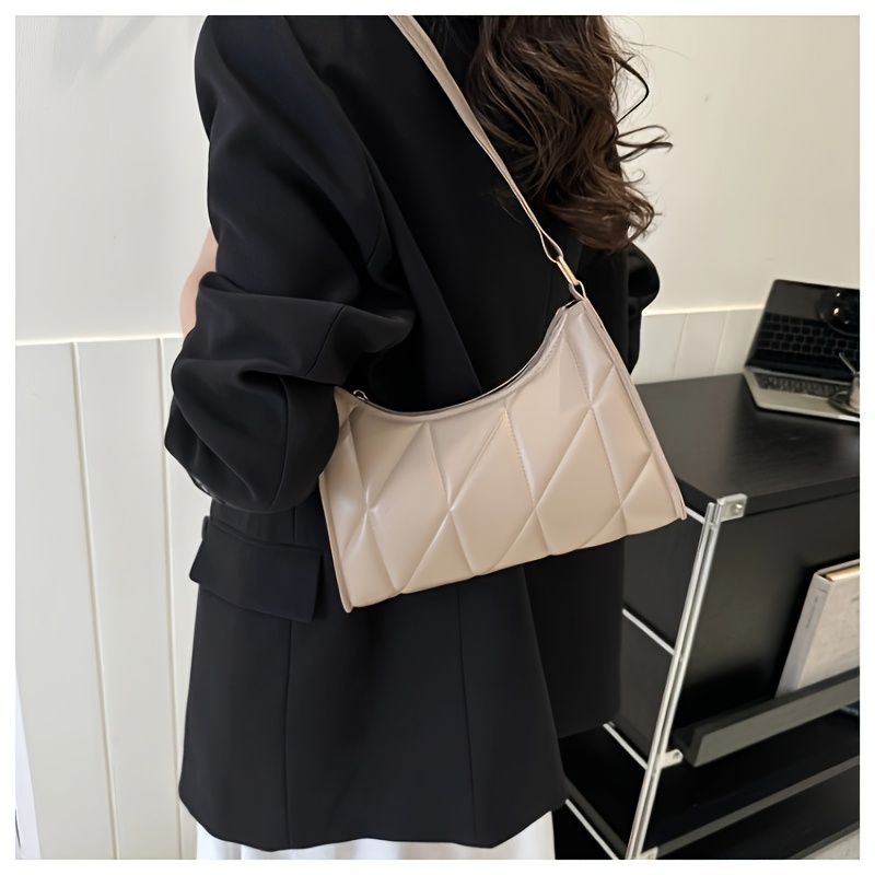Bolso de Hombro Casual para Mujer, Bolso de Axila Elegante y Sencillo, Cartera Moderna para Uso Diario y Desplazamientos, Disponible en 3 Colores: , Blanco, Caqui