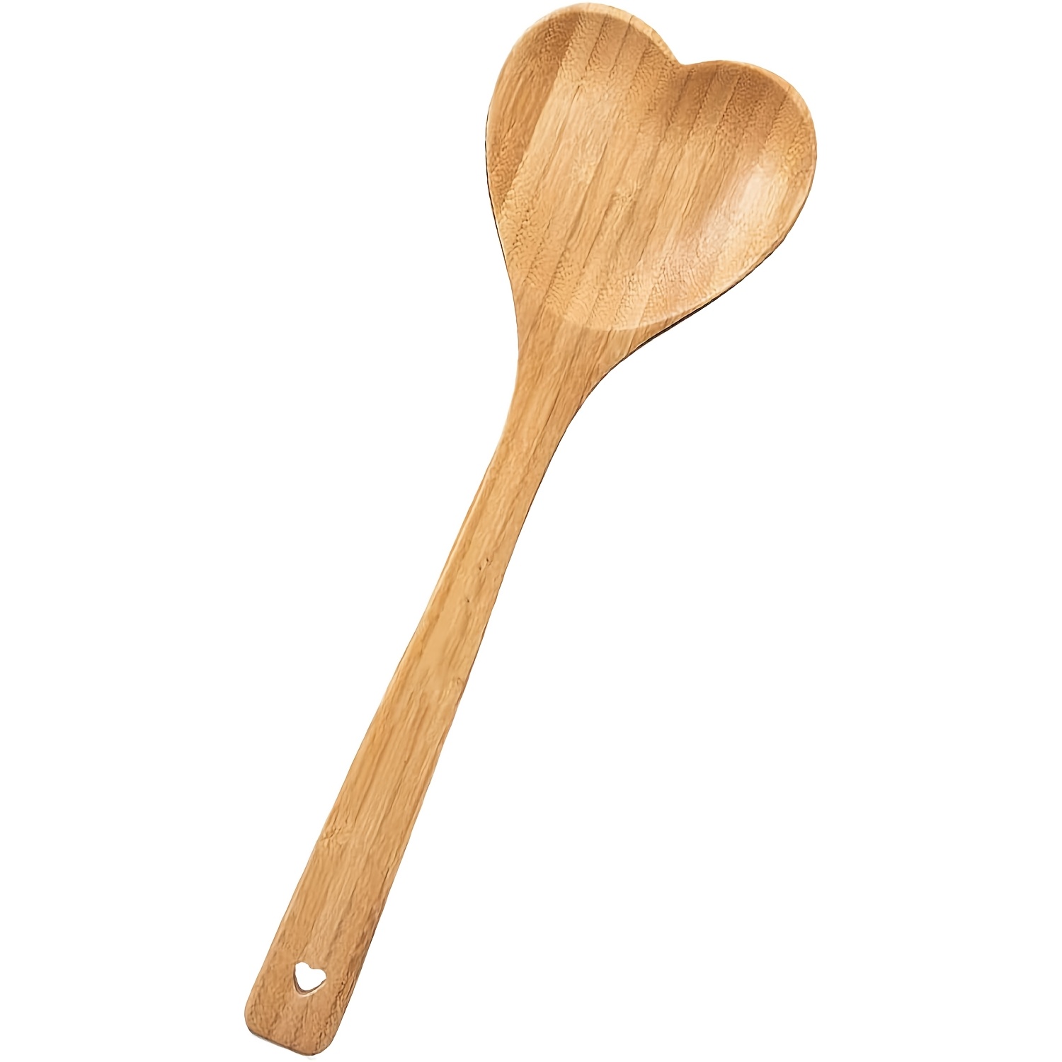 Image of 1pc Bamboo Heart-shaped Spoon, Gift Heart Shaped Spoon For Lovers, 11.8 Inch Long Handle Wooden Kitchen Utensils Wooden , Suitable For Housewarming, Birthday, Wedding Gift, Happy Valentine's Day