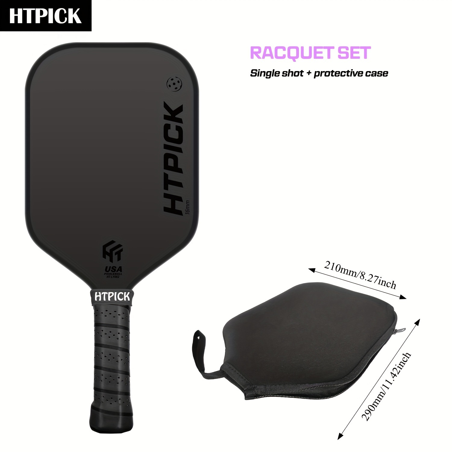 

Pickleball Racket, 16mm T700 Original Carbon Fiber Pickleball Racket, With Excellent Gravel And Rotation Ability, Power And Control Functions