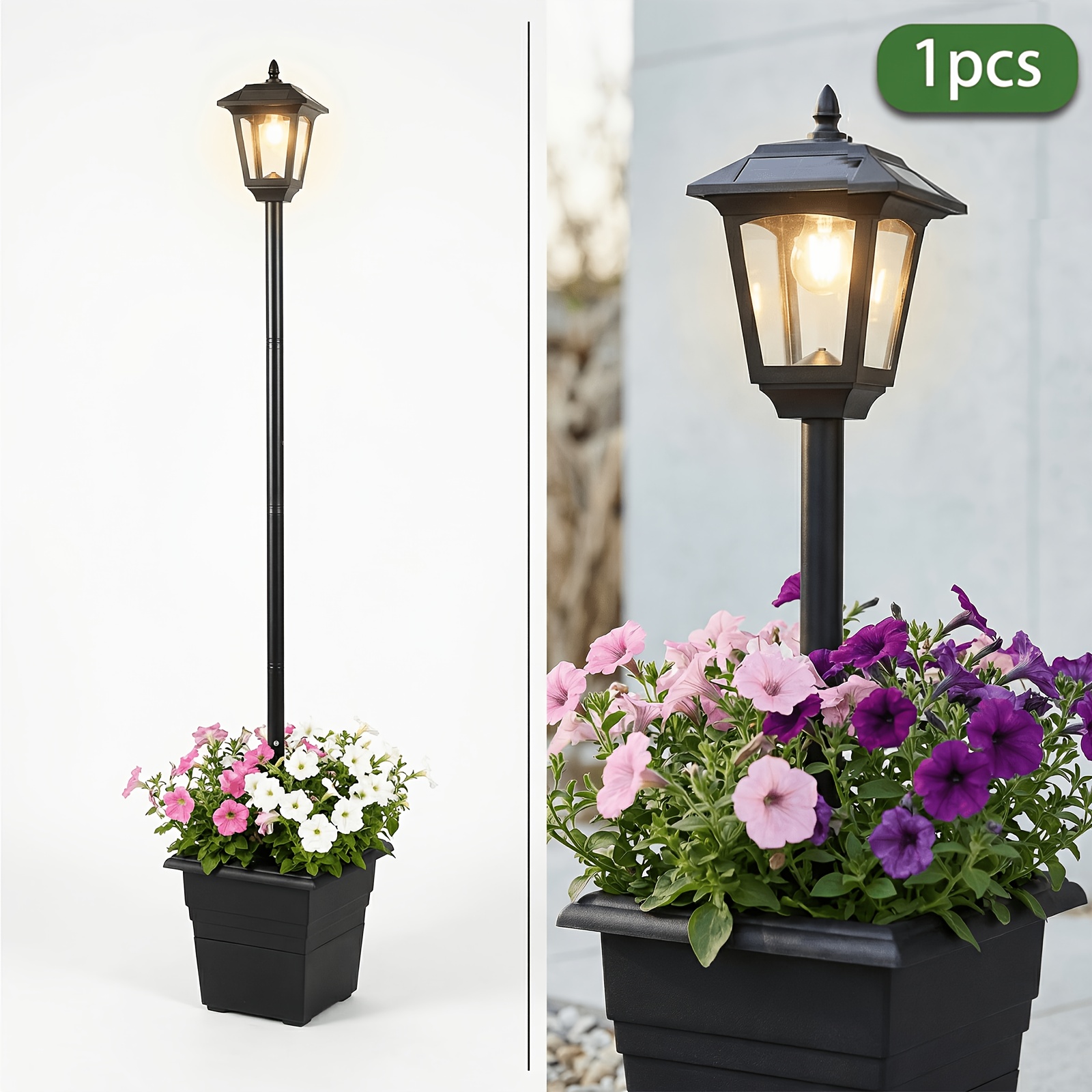 TEMU 72-inch Solar Outdoor Lamp With Planter, Solar Post Lighting, Waterproof Garden Lights Suitable For Backyard, Pathway, Patio, Lawn, And Driveway