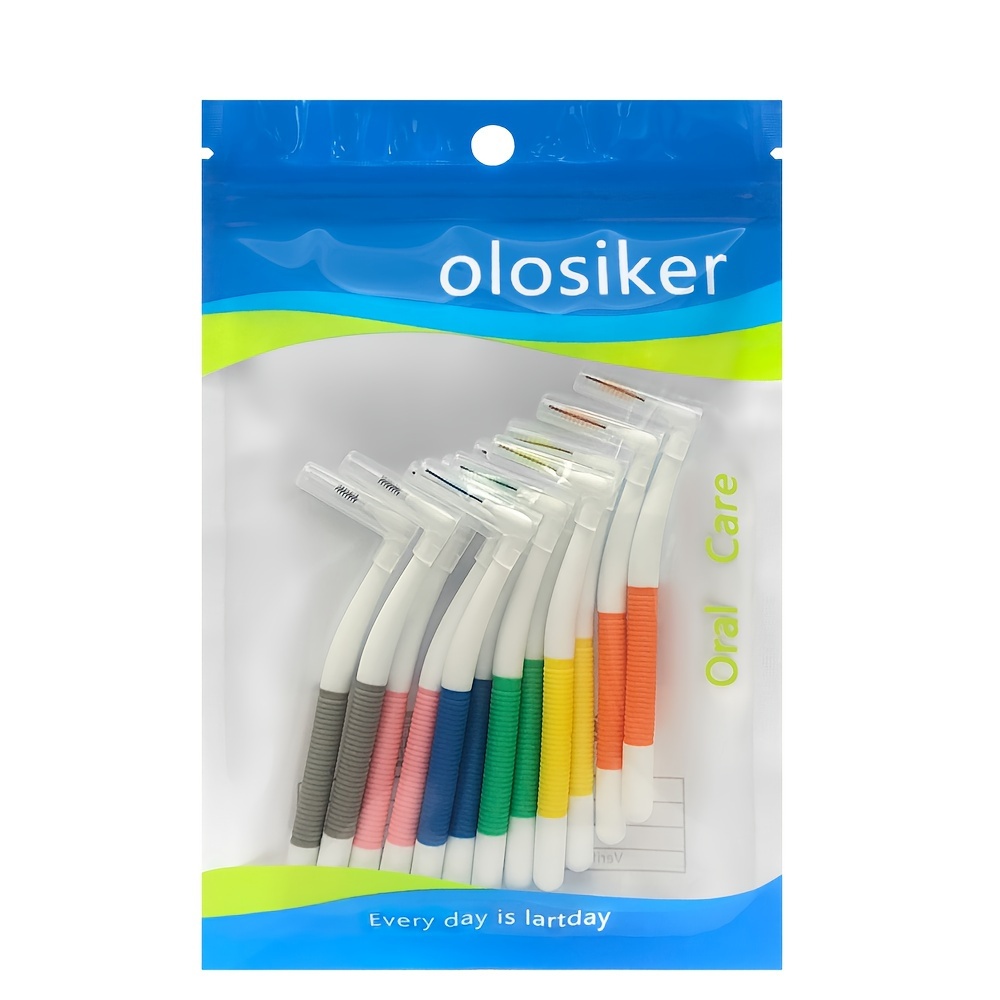 Image of 12-pack Dual-color Stainless Steel L-shaped Interdental Brush Toothpick Set With 6 Sizes Dental Floss Picks For Teeth Cleaning