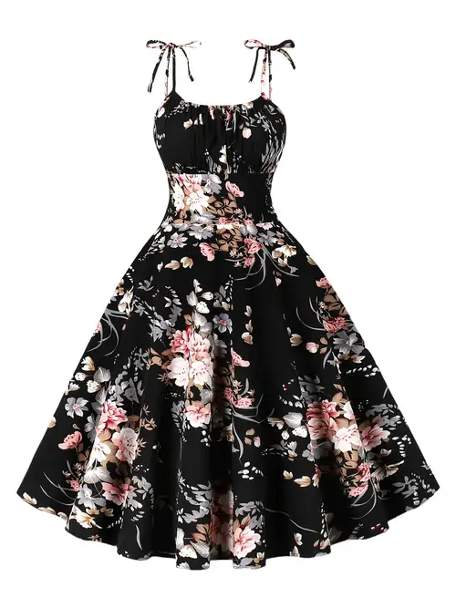 womens vintage floral print spaghetti strap mini dress - Temu Mauritius womens vintage floral print spaghetti strap mini dress - Temu Mauritius