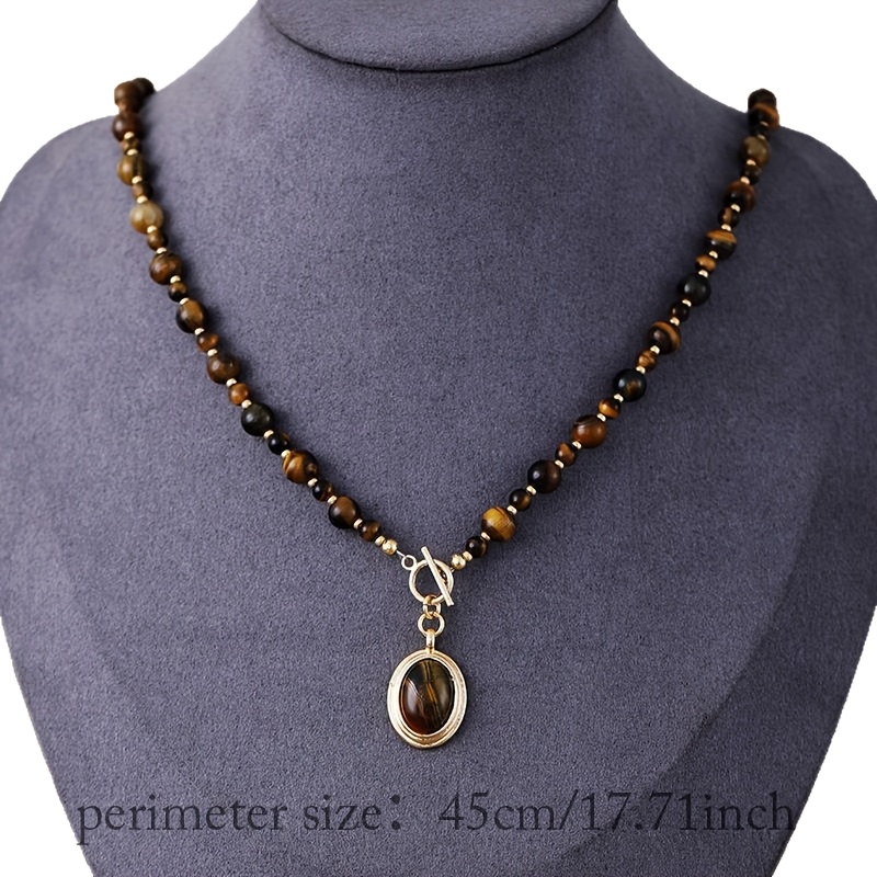 Women's Exquisite Tiger's Eye Pendant Necklace, Bohemian Chic