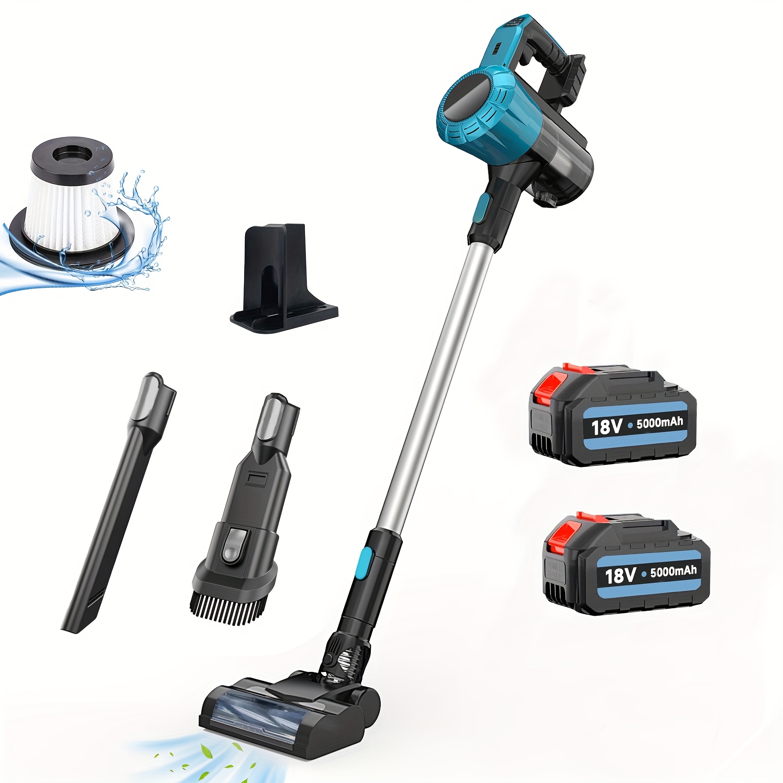 E-shop Kabelloser Stabstaubsauger 3-in-1 mit 2 Akkus, Handstaubsauger, Standstaubsauger 15.000Pa, für Zuhause/Tierhaare/Teppiche/Böden