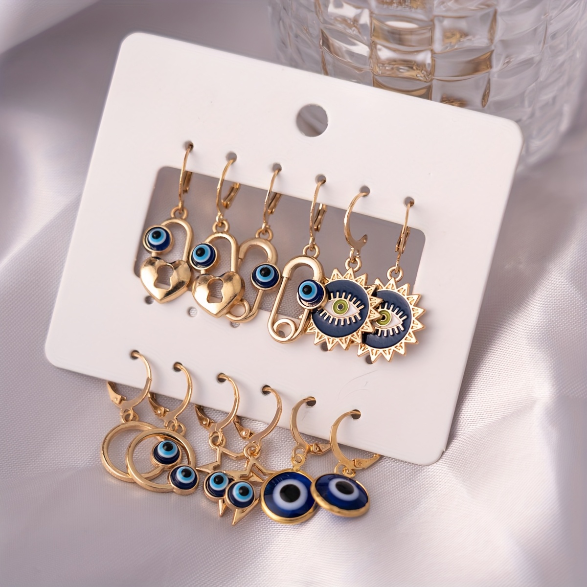 

12pcs Vintage Sun & Evil Eye Earring Set - Heart, Star Charms For Women | , Parties, Birthdays, Valentine's, Christmas Gifts