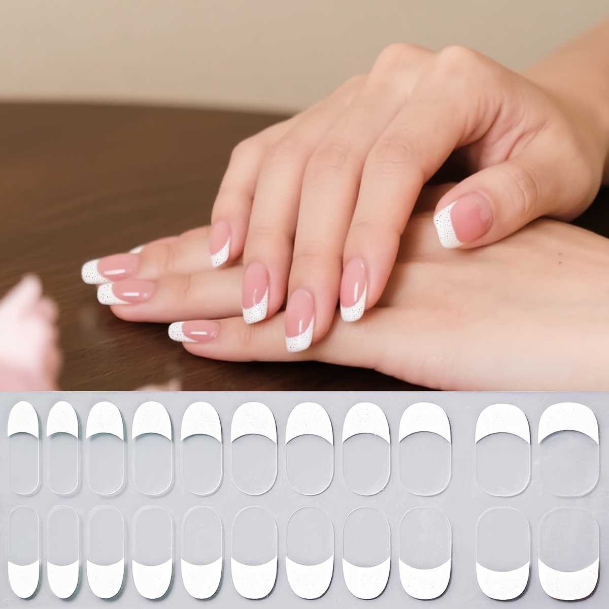 22 Fingers French Manicure Stickers With 1 Nail File,french Nail Wraps, French Nail Art Decals For Women And
