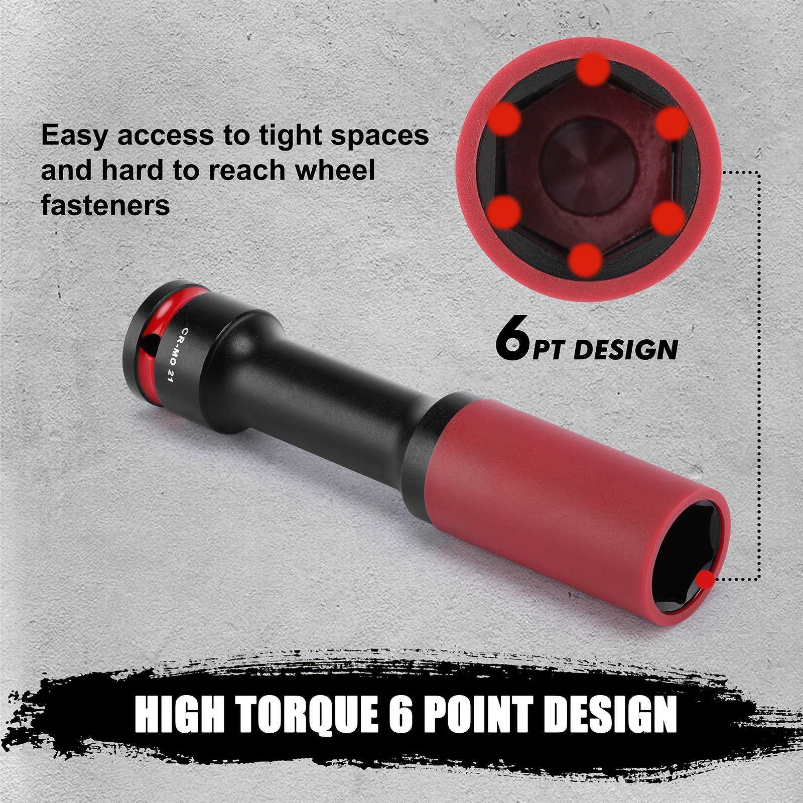 3pcs Thin Wall Lug Nut Socket Set, 1/2" Drive Impact Tools